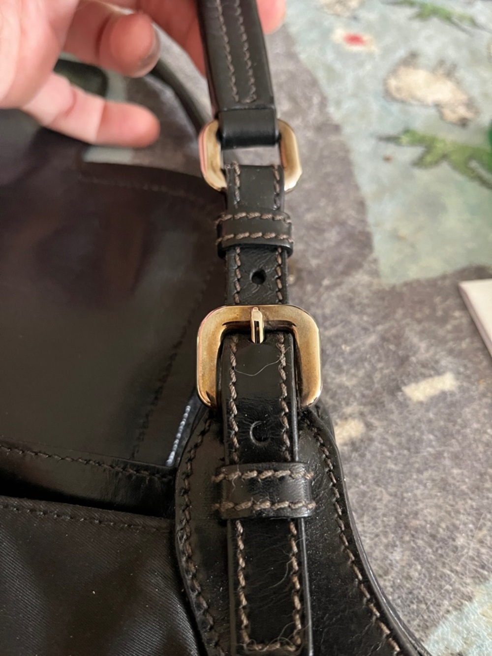 Prada Black Leather & Nylon Buckle Shoulder Bag - Picture 6 of 15